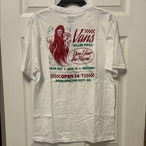 Vans White Graphic Tee - Short Sleeve kids XL / women’s small Killer Pizza